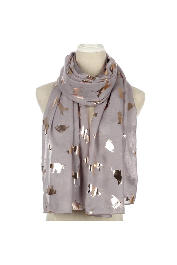 Christmas Women Fashion Cat Foil Printed Scarf Wrap Silk Shawl Travel Scarves Christmas Gifts