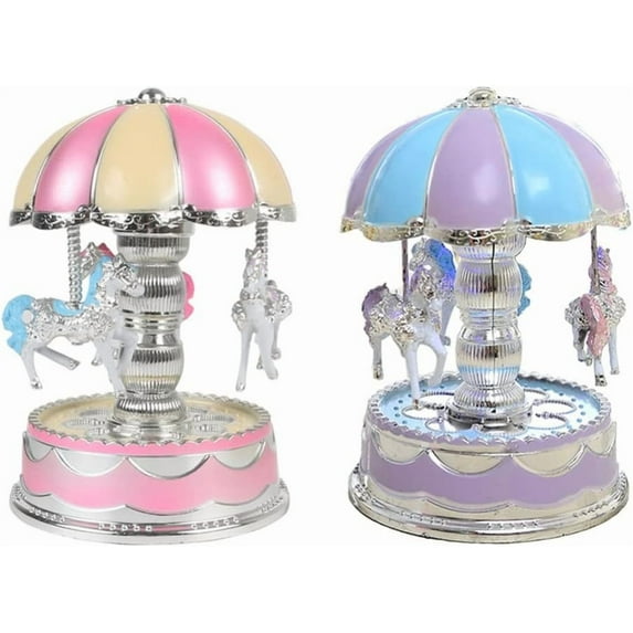 Kayannuo 2pc Kids Girls LED Carousel Light Music Box Birthday Gift Musical Toy Birthday Gifts Christmas Gifts