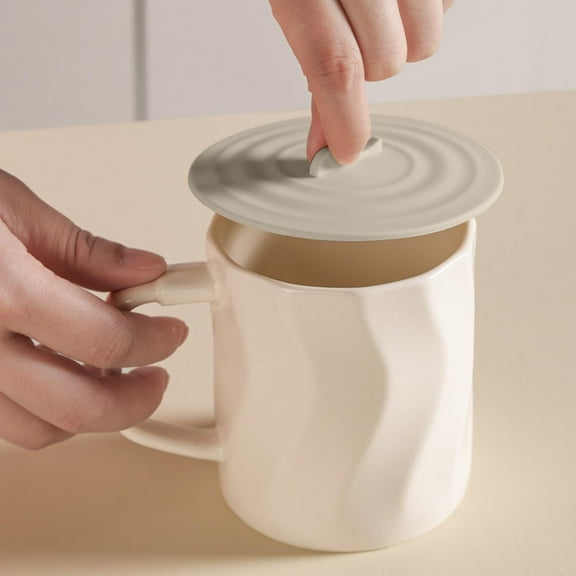 Kayannuo Ceramic Tea Cup Lid - Heat-Resistant Cover for Coffee/Milk Cups (Fits 8-12oz Mugs)