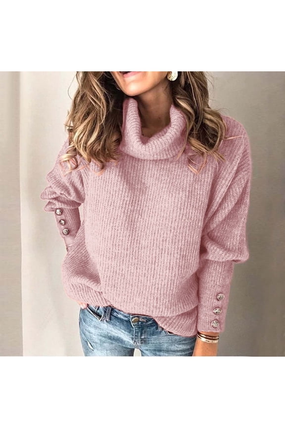 Fall Clothes For Women Fashion Women's Turtleneck Knitted Jumper Sweater Long Sleeve Elegant Casual Tops