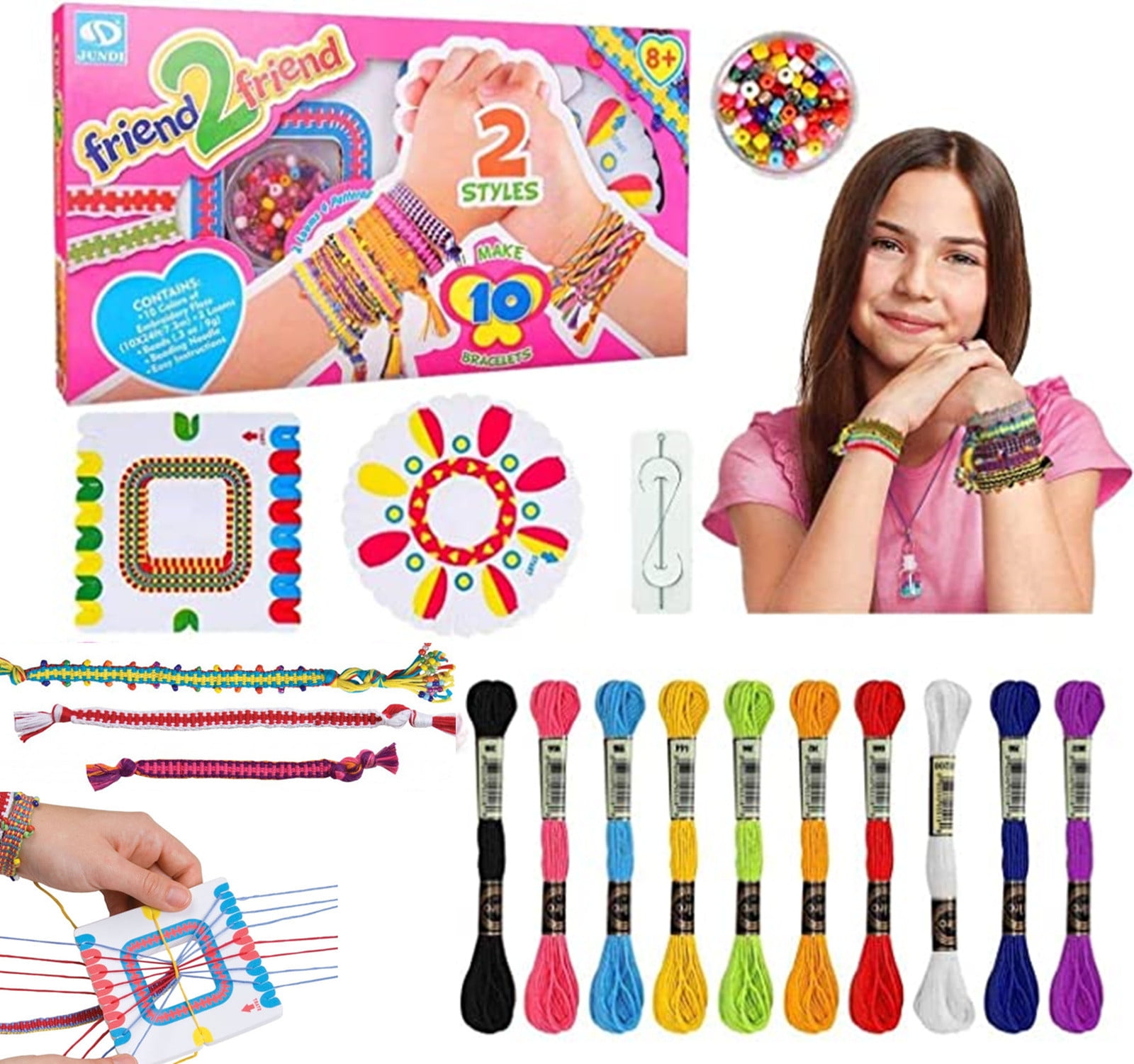 Choose Friendship, My Friendship Bracelet Maker, 20 Pre-Cut Threads Craft Kit Kids Jewelry Kit Coconut