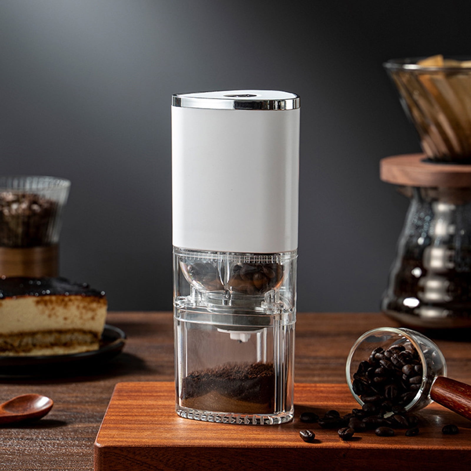1pc White Portable Coffee Grinder With Ceramic Core, Type-c Usb Charging,  Professional Electric Coffee Bean Grinder