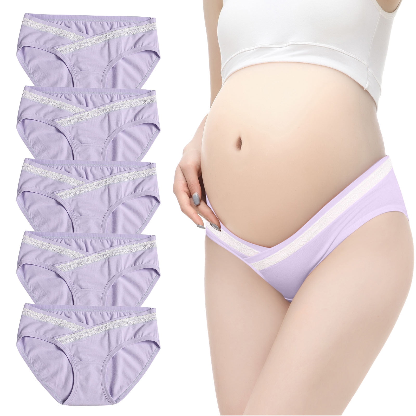 Kayannuo Cotton Underwear For Women Christmas Clearance Women's Lace Low  Waist Abdomen Support Seamless V-shaped Maternity Underwear Purple 