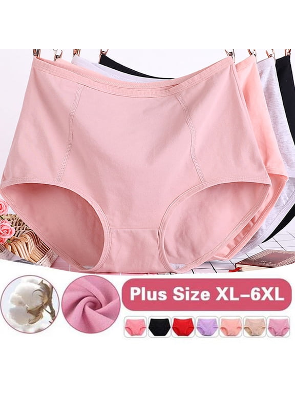 Cotton Underwear for Women Briefs Panties for Women Women's Solid Plus Size Underwear High Waist Leak Proof Cotton Crotch Shorts Underwear Panties Valentine's Day Gifts