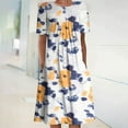 thumbnail image 1 of Kayannuo Dresses For Women 2023 Back to School Clearance Sun Dresses Women Summer Casual Women'S Summer Bohemian Print Short Sleeve Beach Dress Knee Length Dress Orange, 1 of 4