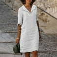 thumbnail image 1 of Kayannuo Dresses for Women V-Neck Long Sleeve Solid Short Ladies Summer Dress Sale Dress For Womens Casual Solid Color Dress V Neck Long Sleeve Dresses With Button, 1 of 6