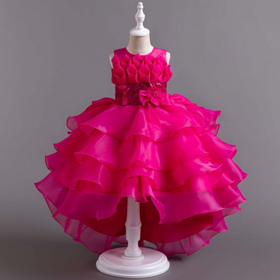 Kayannuo Easter Dresses for Girls Children Train Skirt Cake Princess Dress Girl Bowknot Puffy Gown DressI2 100% cotton Hot Pink 120