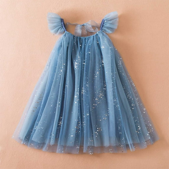 Kayannuo Easter Dresses for Girls Summer New Girls Short-sleeved Dress Gauze Gauze Gauze SkirtI2 100% cotton Blue 110