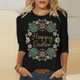 thumbnail image 1 of Kayannuo Easter Print Long Sleeve Shirts for Women Women's Easter Printed Round Neck 3/4 Sleeve T-shirt Loose Top Womens Fashion, 1 of 4