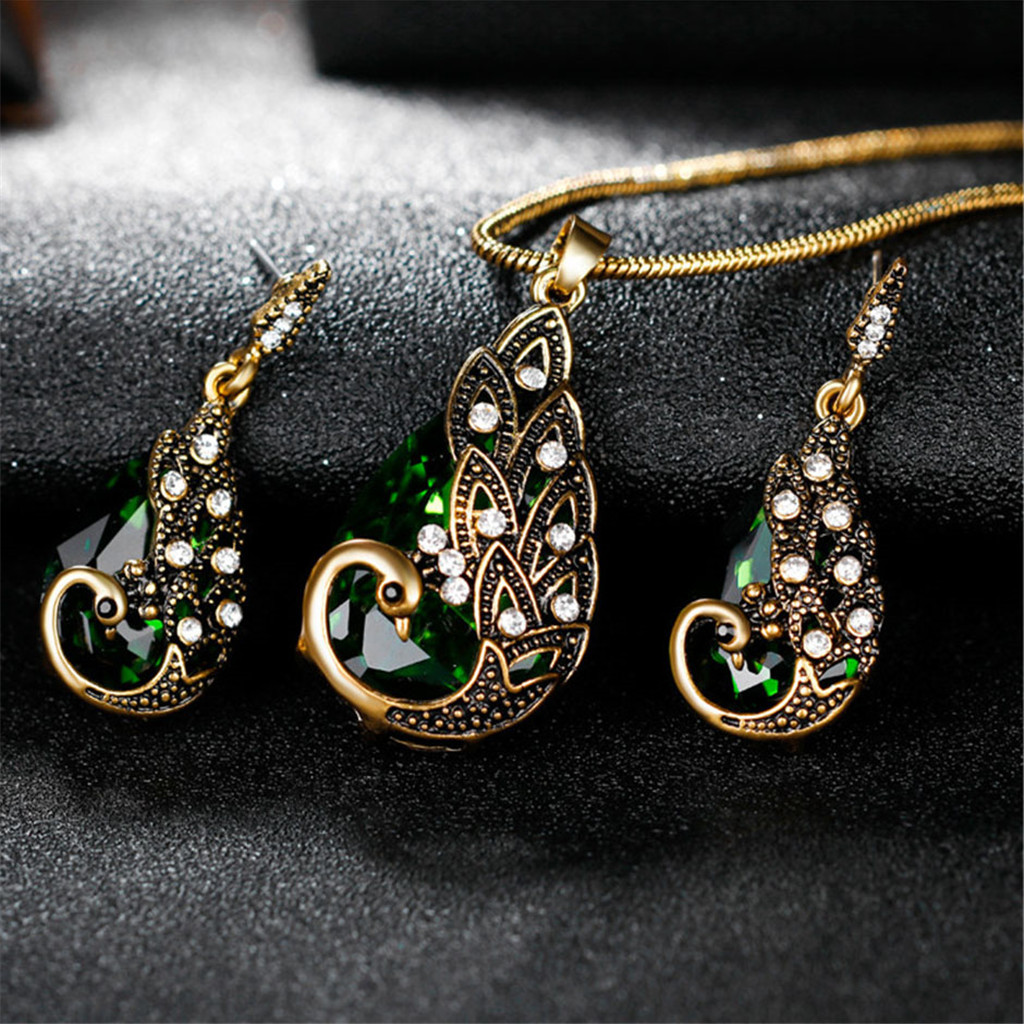Kayannuo Gifts For Women Christmas Clearance Women's Peacock Pendant Earring Necklace Vintage Wedding Jewellery Set Christmas Gifts - image 1 of 3