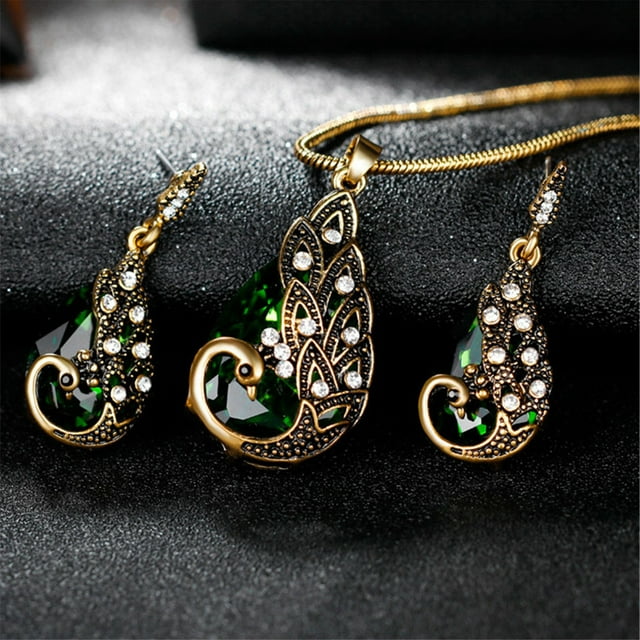 Kayannuo Gifts For Women Christmas Clearance Women's Peacock Pendant Earring Necklace Vintage Wedding Jewellery Set Christmas Gifts