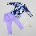 thumbnail image 1 of Kayannuo Girls Long Sleeve Rashguard UPF 50+ Girls Swimsuits Children's Swimsuit Printed Swimsuit Skirt Style Long Pants Surfing Split Set Sun Protection Swimwear (3-11 Years Purple), 1 of 8