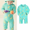 thumbnail image 1 of Kayannuo Girls Long Sleeve Rashguard UPF 50+ Swimsuits for Girls Baby Boys Girls Swimwear Children's Swimsuit Printed Long-sleeved Swimsuit Surfing Zippered Swimsuit (9 Months-5 Years Green), 1 of 7