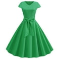 thumbnail image 1 of Kayannuo Greendresses For Women Print Round Neck Christmas Dresses For Women 2023 Women Vintage Short Sleeve Swing 50S Housewife Casual Evening Party Prom Dress, 1 of 9