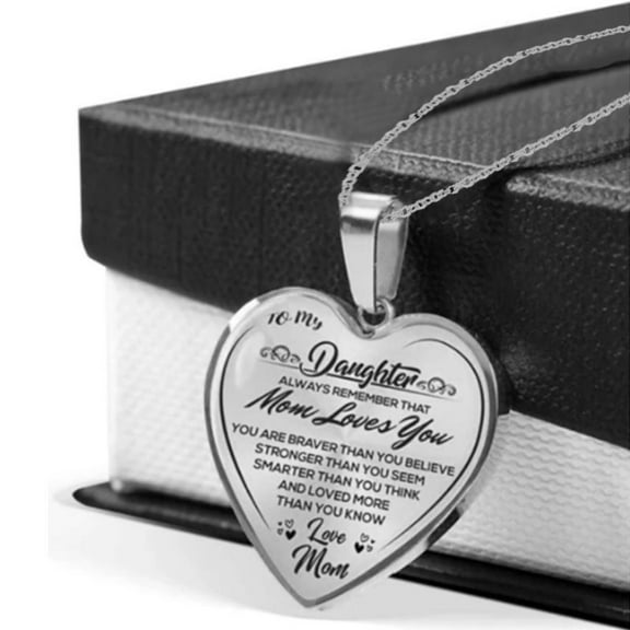 Kayannuo Heart Letters Peach Silver, To My Daughter Necklace Stainless Steel, 0.5´x 0.53´xo.61´