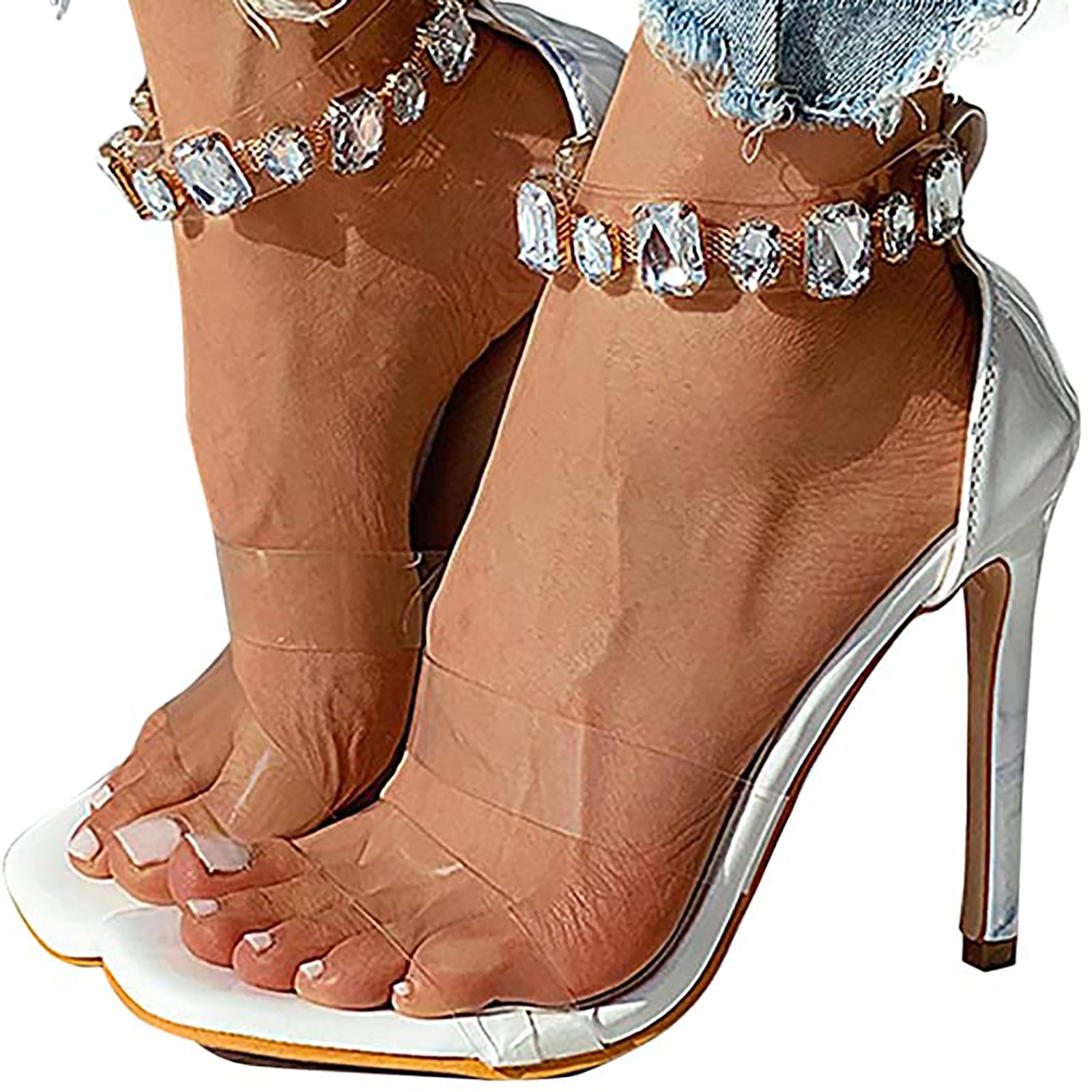 Apricot Fashion Casual Patchwork Fish Mouth Shoes | Transparent heels  sandals, Sandals heels, Transparent heels