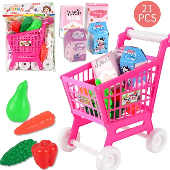 Kayannuo Kids Play Shopping Carts, Plastic Pink
