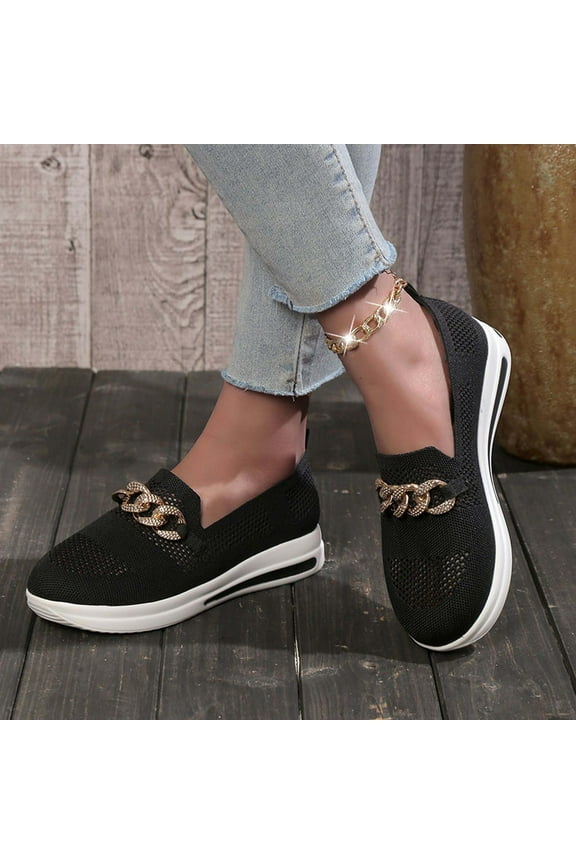 Loafers Women Shoes Fall Womens Shoes Women's Fashion Flats Shoes Lightweight Soft Sneakers Metal Chain Decoration Casual Shoe