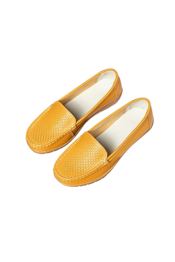 Loafers Women Shoes Fall Womens Shoes Women's Casual Single Shoe Cowhide Peas Mom Shoes Cowhide Soled Slipsole Shoes
