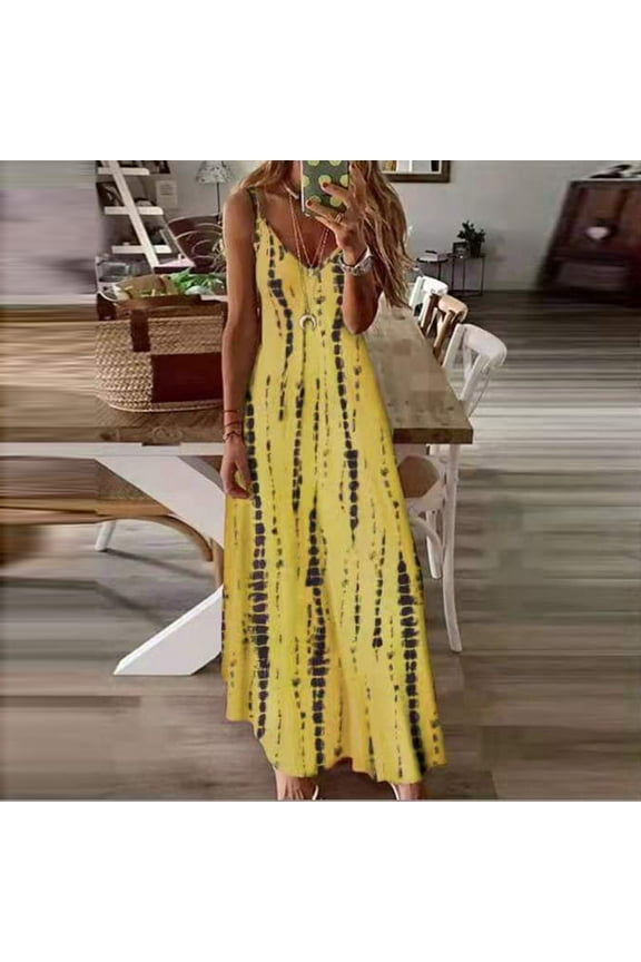 Long Dress for Woman Back to School Prom Dress Women's Spring And Summer Solid Slim Fit V-Neck Racerback Tank Top Wrapped Hip Casual Dress