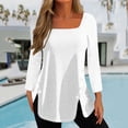 thumbnail image 1 of Kayannuo Long Sleeve Tee Shirt Solid Womens T Shirts Fashion Women T-shirt Mid-length Long Sleeves Blouse Round Neck Casual Tops, 1 of 5