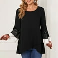 thumbnail image 1 of Kayannuo Long Sleeve Tees Women Solid Ladies Tops and Blouses Women's Casual Pleated Waist Flared Long Sleeved Round Neck Top/shirt, 1 of 6