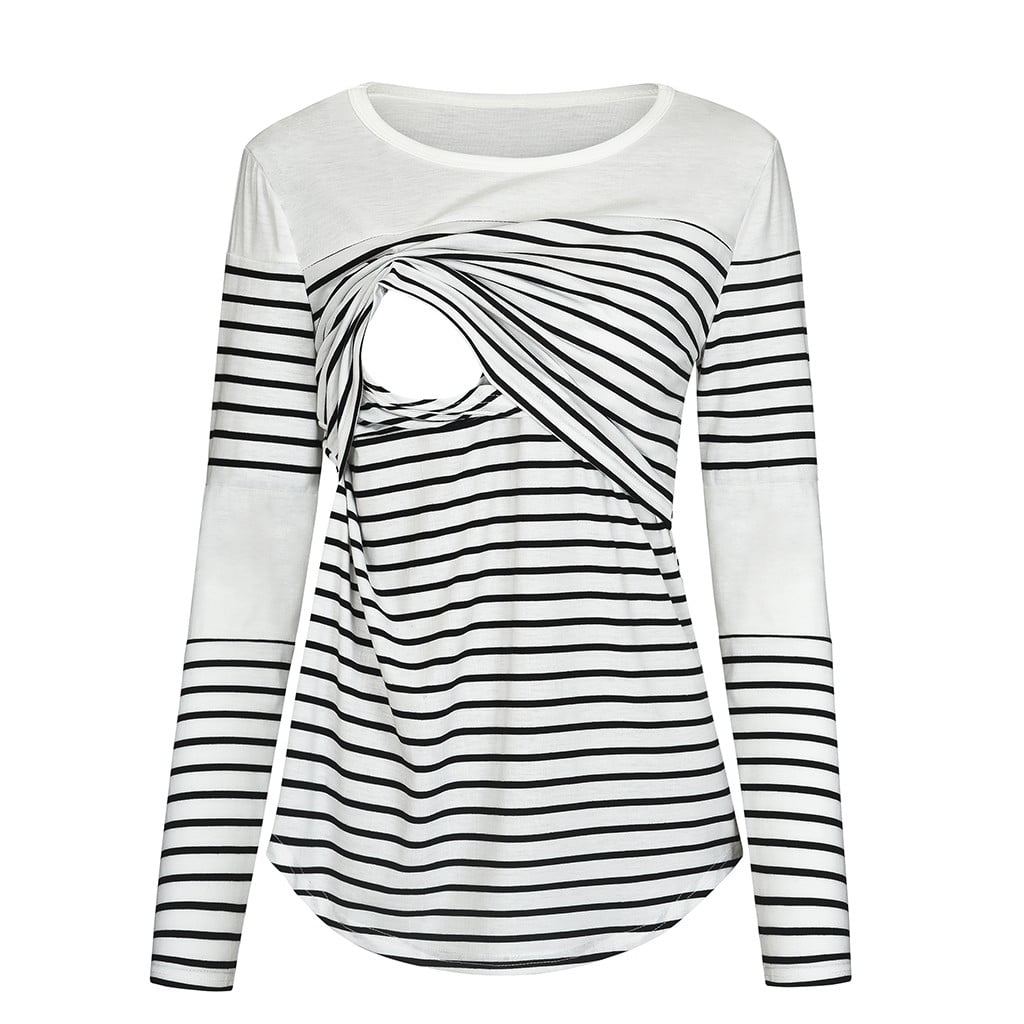 Maternity Striped V Neck Top