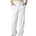 thumbnail image 1 of Kayannuo Mens Pants Elastic Waist Spring Clearance Men Fashion Cotton linen Plus Size Casual Elastic Waist Pockets Long Pants White, 1 of 8