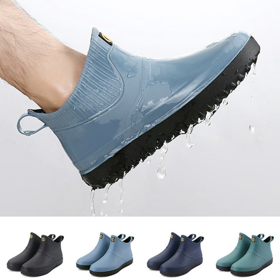 Kayannuo Mens Rain Boots Waterproof PVC Short Rubber Garden Boots Chelsea Booties Outdoor Gardening Shoes Ankle Wellies