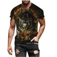 thumbnail image 1 of Kayannuo Mens Shirts Round Neck Print Summer Easter Men Short-Sleeved Printed Color Buttons Fashion Cardigan Casual T-Shirt Tops Coffee, 1 of 3