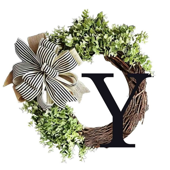 Kayannuo Mothers Day Home Decor 26 Letters Decorative Wreath Door Hanging Home Decor Letters With Bow Knot Pendant Rattan Ring Wall Decoration Window Decoration Pendant Mothers Day Gifts