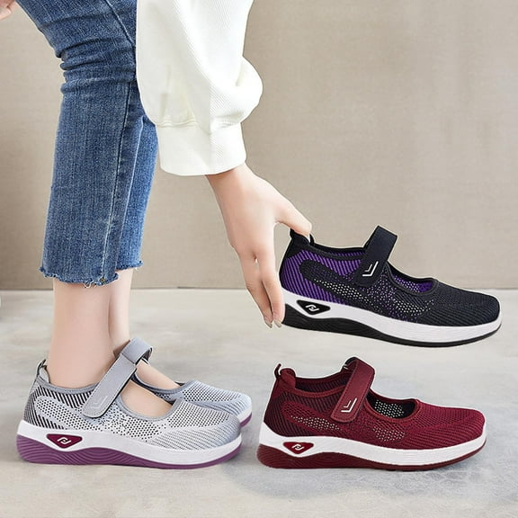 Kayannuo Orthopedic Walking Shoes for Women Women's Woven Orthopedic Breathable Soft Shoes Arch Support, Anti-Skid Sports Shoes