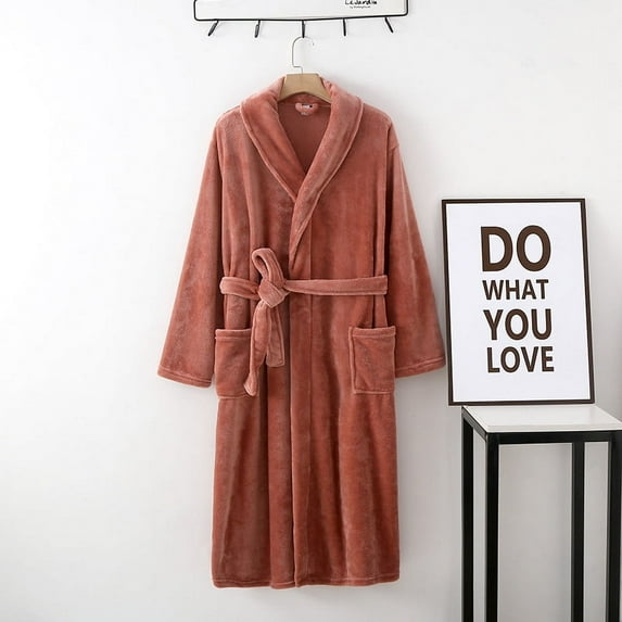Kayannuo Pajamas Back to School Women's Fashion Robe Bathrobe Lengthening Keep Warm Lapel Same Style For Men And Women Long Sleeve