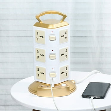 Kayannuo Power Strip Surge Protector-Power Strip Tower With 3 USB Ports&12 Universal Socket Plugs , 6.6 Feet Long Extension Cord-Universal Charging Station Vertical Sock