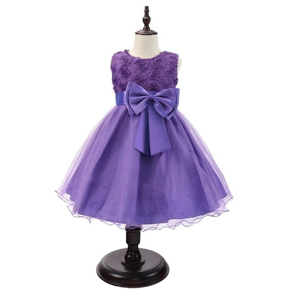 Kayannuo Princess Dresses for Girls Back to School Girls Dresses Children Dress Girls Sleeveless Princess Dress Bow Tie Lace Flowers Mesh Dress Tufted Dress