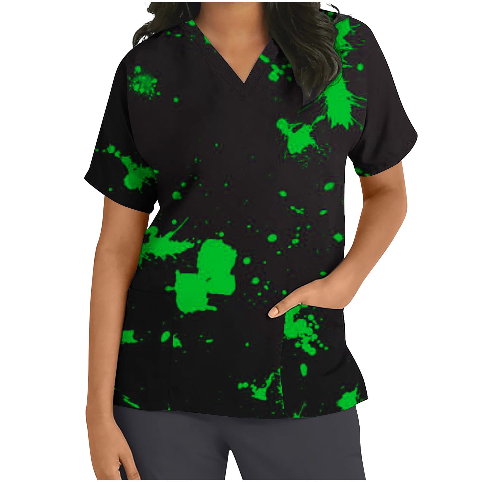 Kayannuo Print Nursing Uniforms Scrub for Women Clearance Short Sleeves