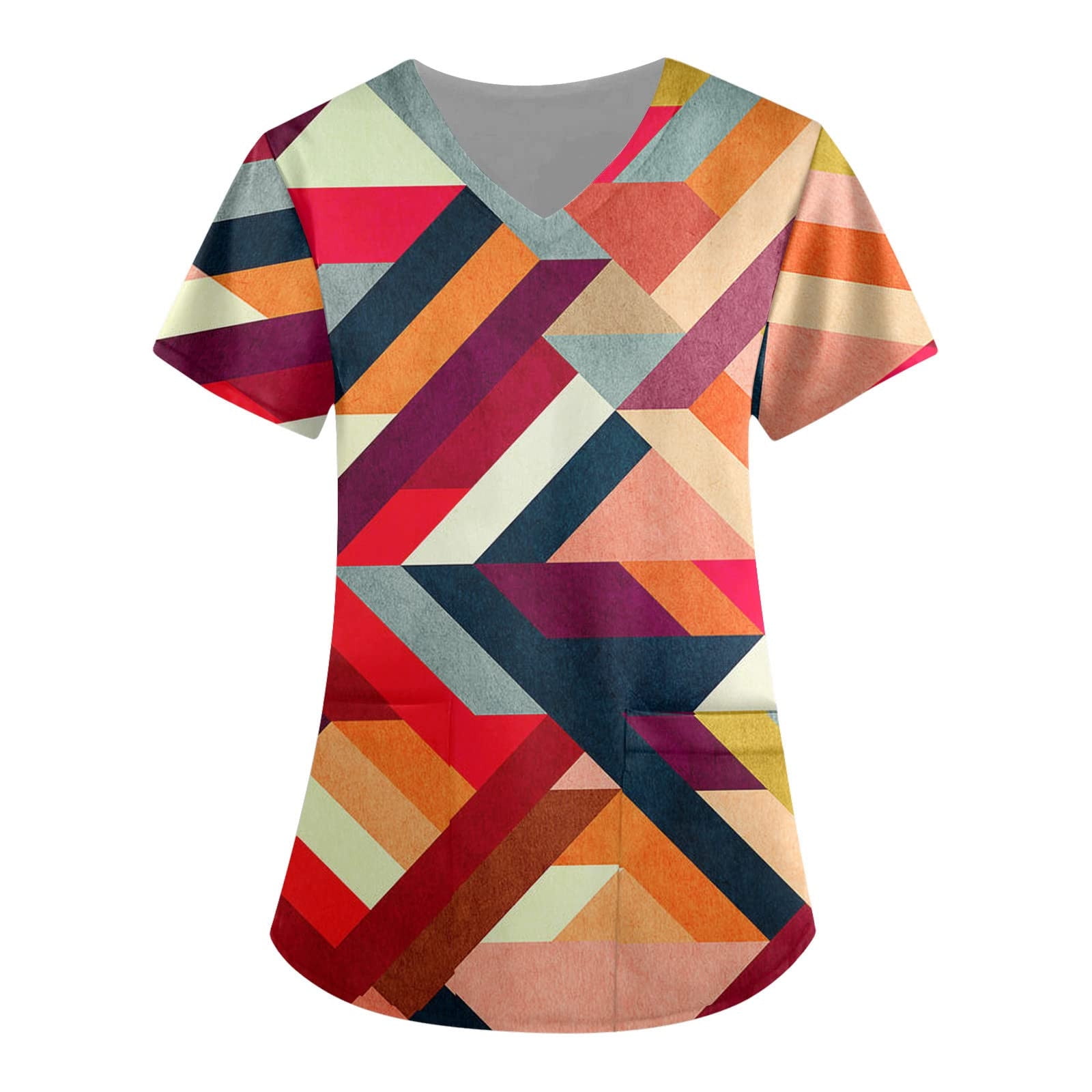 Kayannuo Print Nursing Uniforms Scrub for Women Clearance Short Sleeves