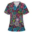 thumbnail image 1 of Kayannuo Print Nursing Uniforms Scrub for Women Clearance Women Short Sleeve V-neck Tops Working Uniform Blouse, 1 of 3
