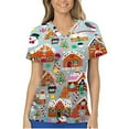 thumbnail image 1 of Kayannuo Print Nursing Uniforms Scrub for Women Women Short Sleeve V-neck Tops Working Uniform Christmas Blouse, 1 of 4