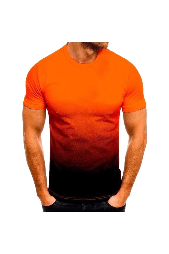 Print Round Neck Mens Shirts Easter Summer Men Short Sleeve Printing Round Neck Pullover T Shirt BlouseOrange