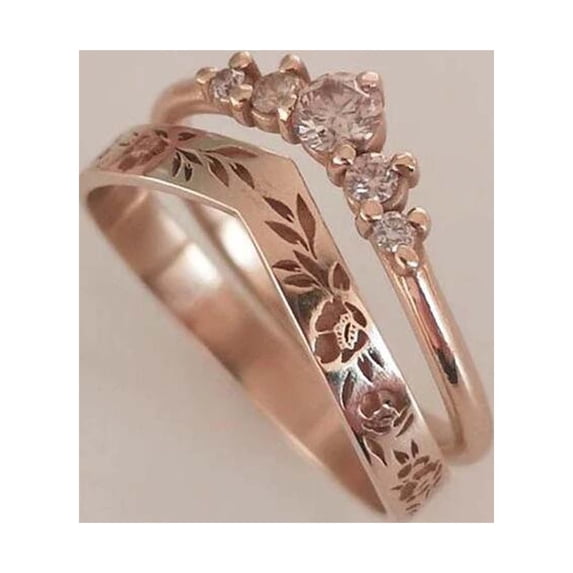 Kayannuo Rings for Women Mens Rings Back to School Wedding Ring Set, Vintage Style Floral Band Paired Diamond Ring, Elegant Wedding Ring,Anniversary Gift for Her Birthday Gifts for Women