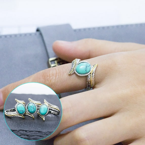 Kayannuo Rings for Women Mens Rings Christmas Handmade Turquoise Ring Women Men'S Vintage Jewelry Size 6-10 Birthday Gifts for Women