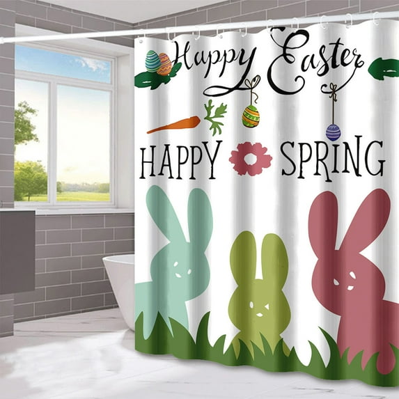Kayannuo Room Decor Rustic Easter Shower Curtain Watercolor Rabbit Bunny Floral Bathroom Curtains Spring Holiday Bathroom Decor Washable Durable Fabric Valentines Day Decor