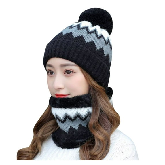 Kayannuo Scarfs for Women Warm Womens Winter Scarf Sets Womens Earmuffs Add Flocking Thermal Cycling Warm Winter Hat Knitting Scarf Hat
