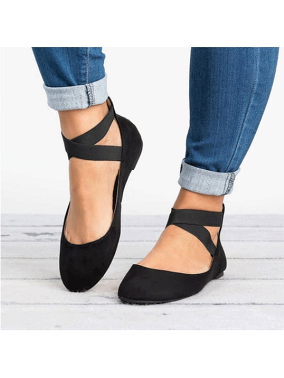 Shoes for Women Fall Women's Solid Color Asakuchi Elastic Band Dance Fashion Flat Shoes