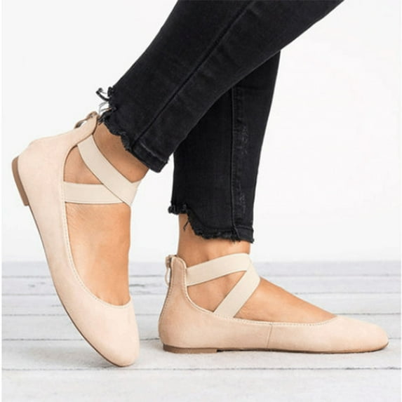 Kayannuo Shoes for Women Fall Women's Solid Color Asakuchi Elastic Band Dance Fashion Flat Shoes