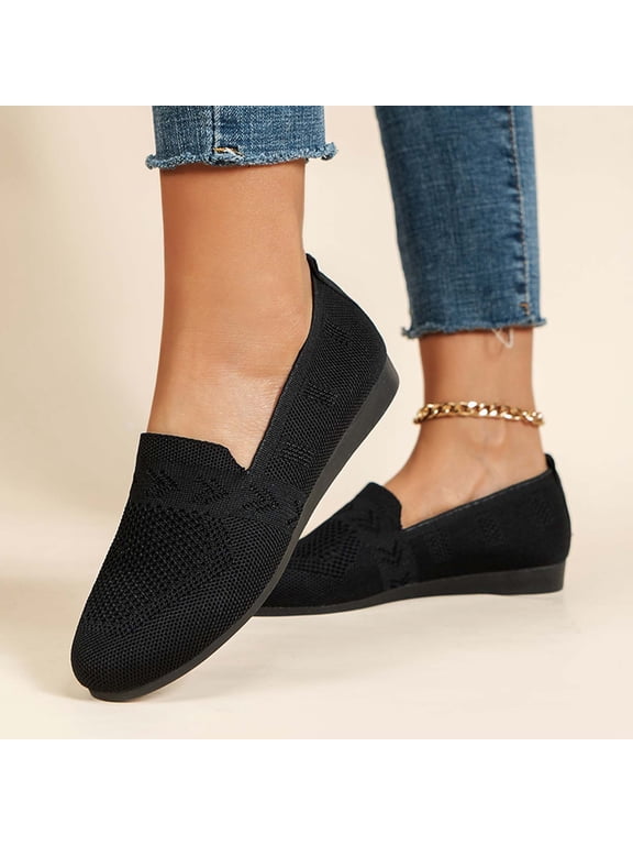 Shoes for Women Fall Womens Solid Color Round-Toe Flats Shoes Comfortable And Breathable Lightweight Soft Casual Shoe