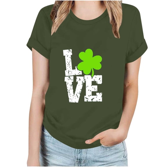 Kayannuo Short Sleeve Womens Tops Graphic Tees Women St. Patrick's Day Women's Fashion Crewneck Printed Short Sleeve T-shirt Casual Loose Shirt Tops