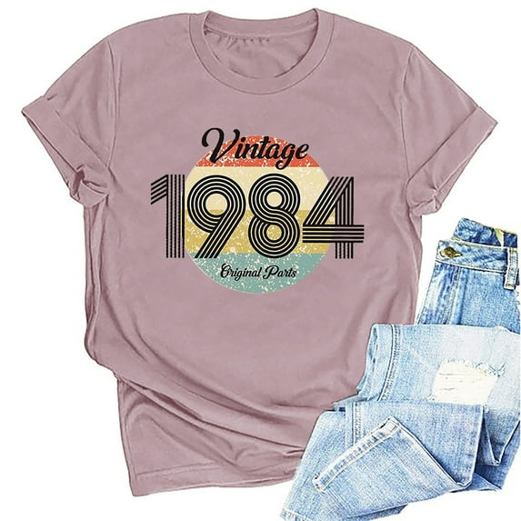 Kayannuo Short Sleeve Womens Tops Graphic Tees Women Valentine's Day 1964 Vintage Shirt For Women 60th Birthday Gifts 1964 Birthday Gifts Idea Retro Short Sleevel T Shirts Party Tops Tees