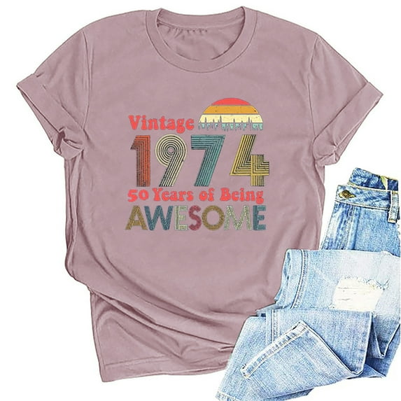Kayannuo Short Sleeve Womens Tops Graphic Tees Women Valentine's Day 1964 Vintage Shirt For Women 60th Birthday Gifts 1964 Birthday Gifts Idea Retro Short Sleevel T Shirts Party Tops Tees